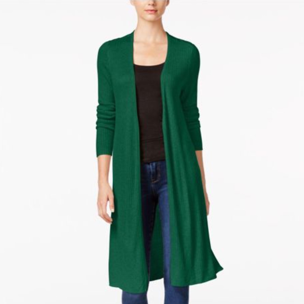 I.N.C. Ribbed Duster Hunter Sweater  Long Cardigan - Picture 2 of 2